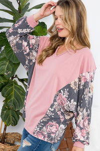 FLORALTERRY MIXED CASUAL BOXY TOP