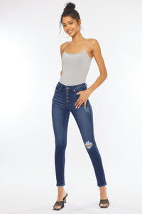 High Rise Piecing Detail Super Skinny Jeans