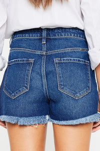 High Rise No Stitch Frayed Hem Shorts