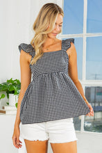 Ruffle Sleeve Tie Back Gingham Top