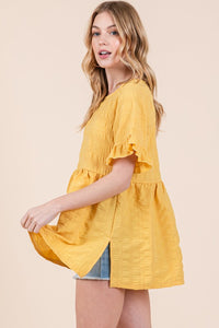 Textured Ruffle Sleeve Tunic