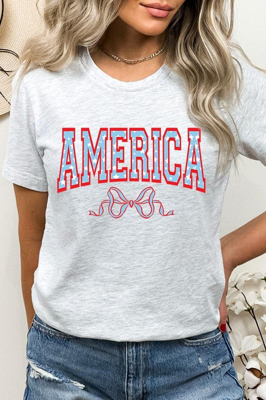 America Ribbon Graphic T Shirts