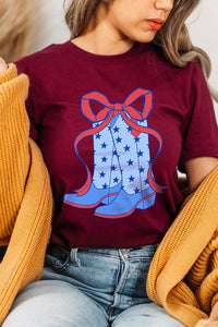 Coquette Cowgirl Boots 4th Of July Graphic T Shirt