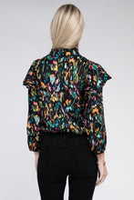 Multicolor Print Ruffle Blouse